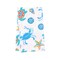 Caraway Coral Kitchen Towel Blue Seaturtle Crab &#x26; Starfish Print